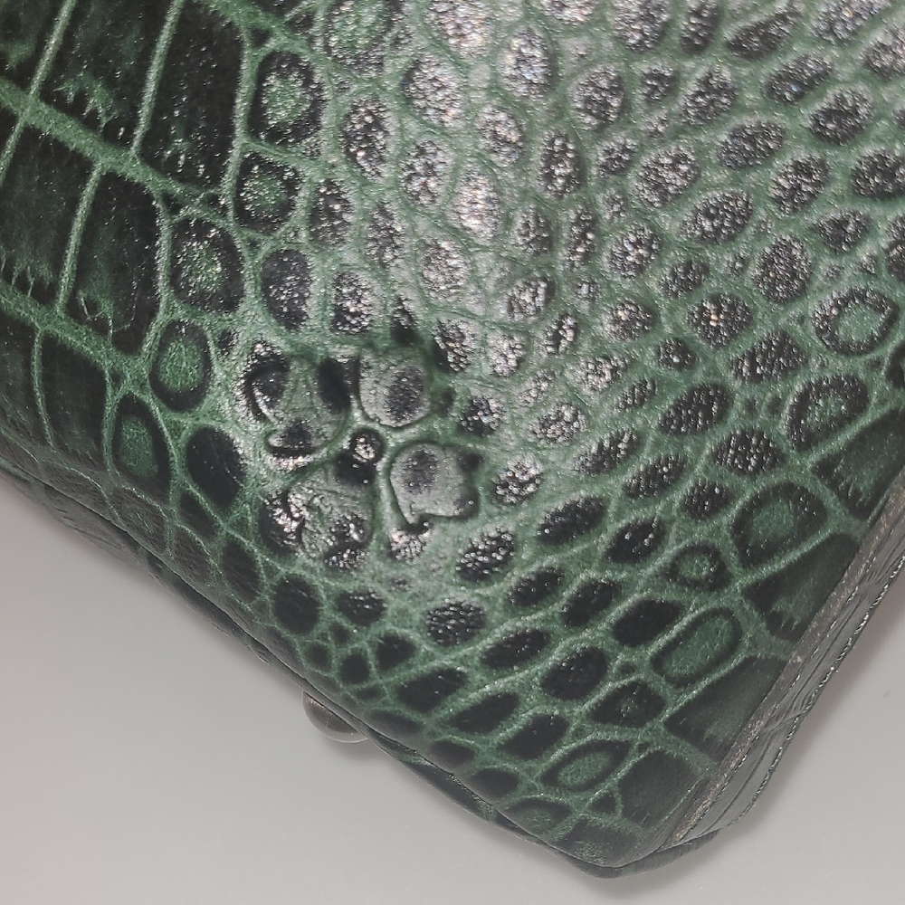 Patricia Nash Green Crocodile Embossed Satchel 10th Year Anniversary W/ Dustbag - Picture 7 of 11